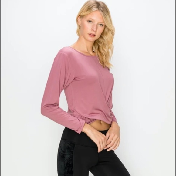 kimberly Tops - Cropped Long Sleeve Front Twist Top